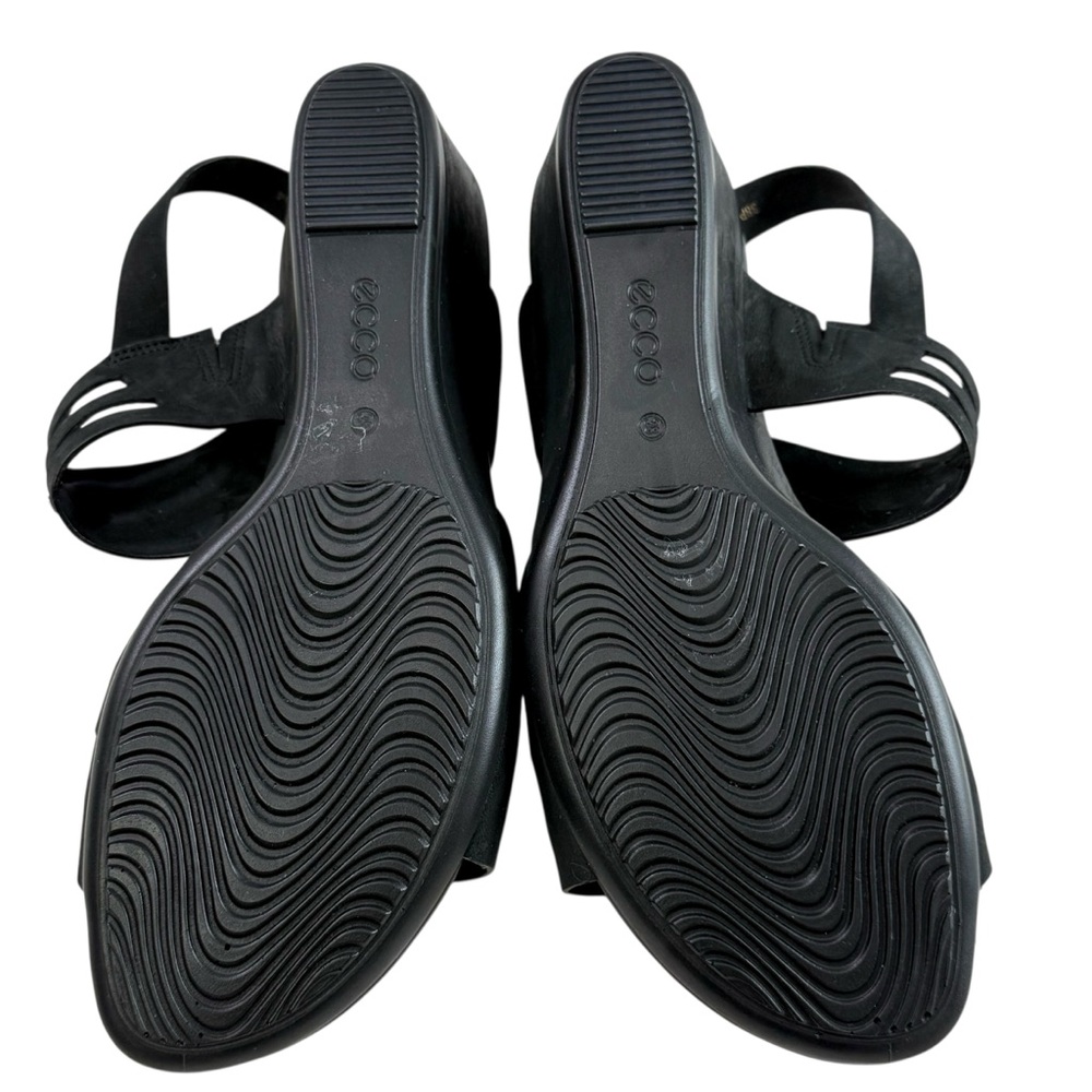 Ecco Touch 45 Strappy Black Leather Wedge Sandals Size 38/ US 7-7.5 - Picture 13 of 16